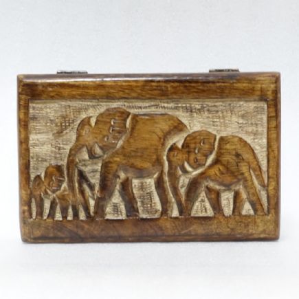 大象雕刻木盒