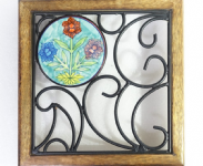 彩繪陶瓷+木框